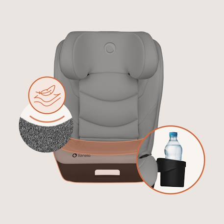 Siège auto neal i-size 100-150 cm avec isofix, assise large et porte-gobelet Black carbon+Blue navy+Green turquoise+Grey concrete+Pink lilac 24 - vertbaudet enfant 