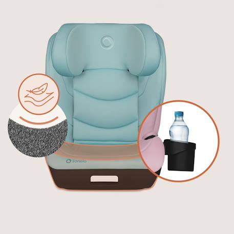 Siège auto neal i-size 100-150 cm avec isofix, assise large et porte-gobelet Black carbon+Blue navy+Green turquoise+Grey concrete+Pink lilac 18 - vertbaudet enfant 