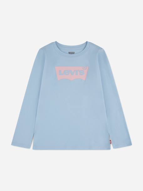 T-shirt à manches longues fille col rond Bleu / rose 1 - vertbaudet enfant 