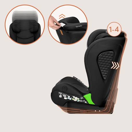 Siège auto neal i-size 100-150 cm avec isofix, assise large et porte-gobelet Black carbon+Blue navy+Green turquoise+Grey concrete+Pink lilac 4 - vertbaudet enfant 