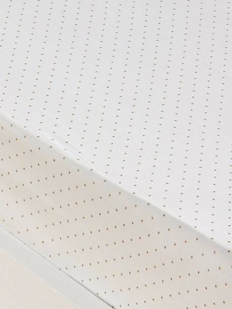 Drap-housse à pois percale de coton Blanc doux 2 - vertbaudet enfant 