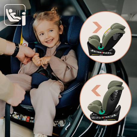 Siège auto bastiaan one i-size 40-150 cm avec isofix et base pivotante 360° Black carbon+Green olive+Grey stone+Pink rose 10 - vertbaudet enfant 