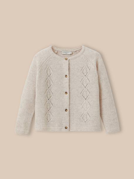 Cardigan  en laine mérinos Ecru chine+Framboise+Marine+Vert 1 - vertbaudet enfant 