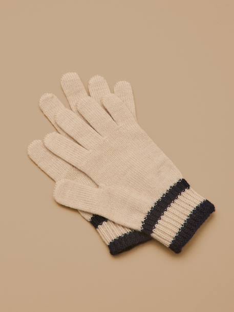 Gants laine mérinos enfant - cyrillus x les 3 tricoteurs Marine+Rayure marine 3 - vertbaudet enfant 