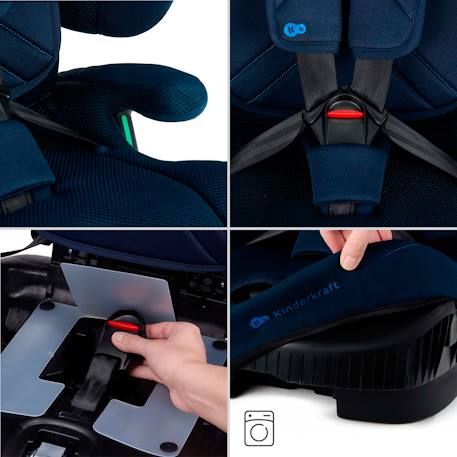 Siège Auto Kinderkraft FIX2GO i-Size avec ISOFIX, SAFERIDE SENSOR, Inclinaison 5 Positions et AIR FLOW Bleu marine+Gris+Noir+Vert 5 - vertbaudet enfant 