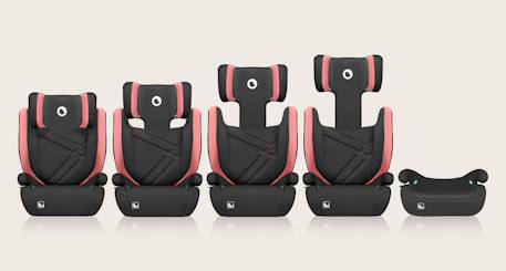 Siège auto hugo i-size 100-150 cm avec isofix et appui-tête à mémoire de forme Black carbon+Black grey+Black red+Pink baby 20 - vertbaudet enfant 