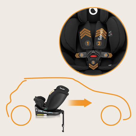Siège auto pivotant 360° navy i-size 40-150 cm avec isofix et ventilation Black onyx+Black pink+Black red+Black turquoise 5 - vertbaudet enfant 