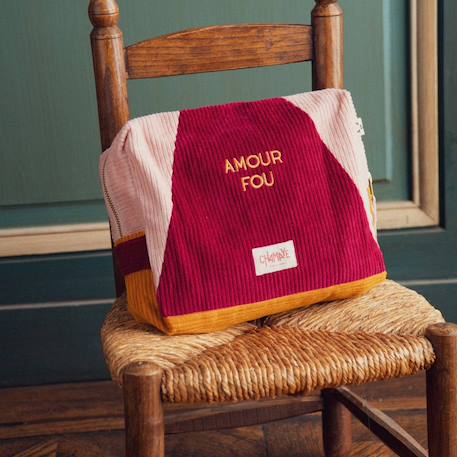 Trousse de toilette en velours high five Bleu marine+Rose 7 - vertbaudet enfant 
