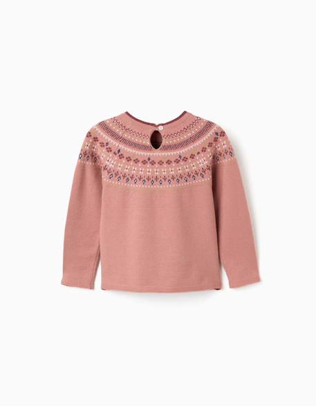 Pull en maille avec motif jacquard Blanc+Rose 5 - vertbaudet enfant 