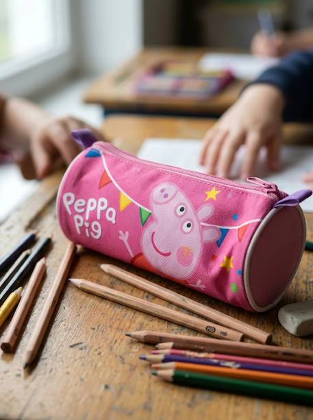 Trousse d'école cylindrique peppa pig porte-crayons Rose 4 - vertbaudet enfant 