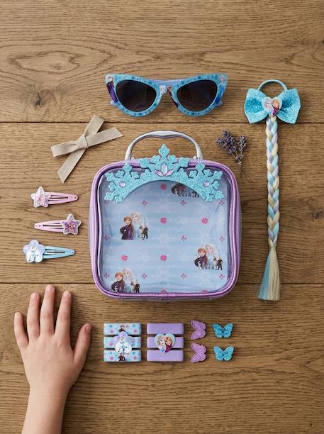 Set beauté 12 accessoires cheveux la reine des neiges avec pochette Bleu et violet 1 - vertbaudet enfant 