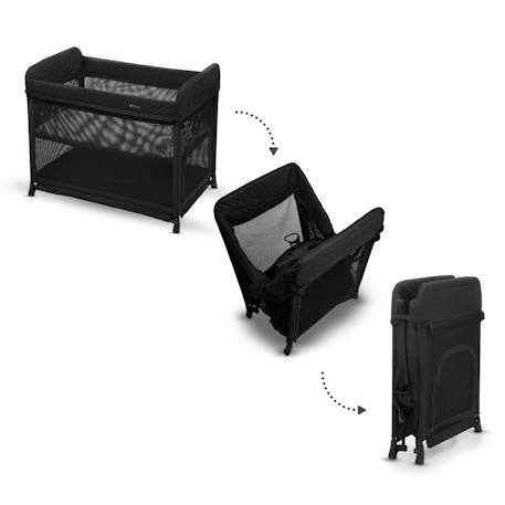 Lit Parapluie Kinderkraft MOON DREAM avec Sommier Suspendu, Matelas Inclus, Pliage en Un Geste et Sac de Transport Beige+Noir 10 - vertbaudet enfant 
