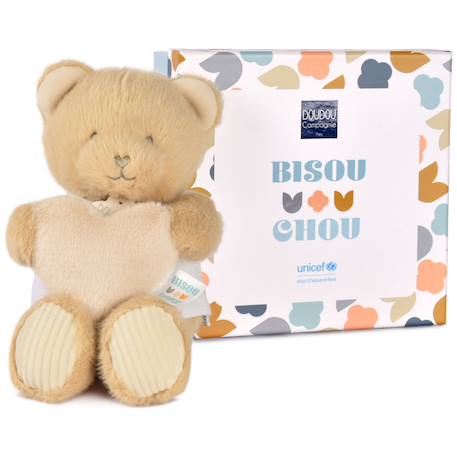 Peluche ours cœur unicef bisous doux (24 cm) Marron 2 - vertbaudet enfant 