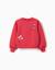 Sweat en coton peigné avec imprimé en relief de fleurs Rouge 1 - vertbaudet enfant 