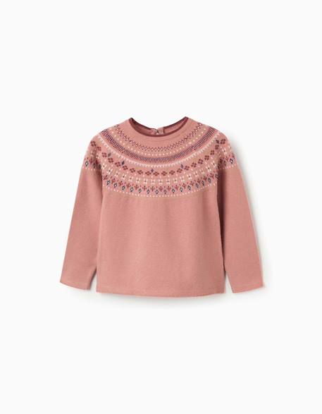 Pull en maille avec motif jacquard Blanc+Rose 4 - vertbaudet enfant 