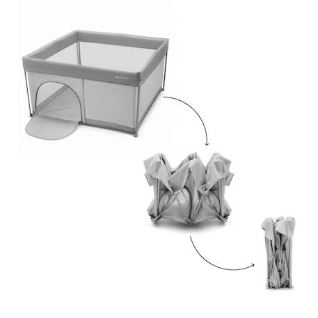 Parc Bébé ZIKI pliable avec entrée latérale zippée, structure en acier et sac de transport inclus pratique Beige+Grey 8 - vertbaudet enfant 