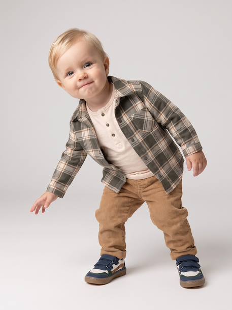 Pantalon bébé en velours côtelé bleu grisé+caramel+lichen+marron 4 - vertbaudet enfant 