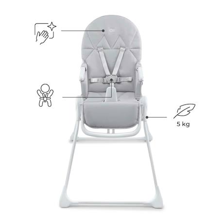 Chaise Haute Bébé Kinderkraft BINCI pliable et compacte avec plateau réglable, harnais 5 points et repose-pieds Beige+Grey+Light grey 17 - vertbaudet enfant 