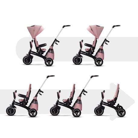 Tricycle Évolutif Kinderkraft EASYTWIST 5 en 1 avec Siège Rotatif 360°, Roues PU Increvables et Capote UPF50+ Beige+Gris+Noir+Rose+Vert 20 - vertbaudet enfant 