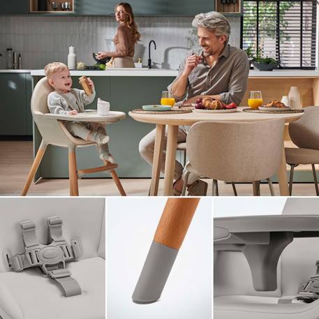 Chaise Haute Kinderkraft FINI 2 2 en 1 avec Plateau Réglable, Harnais 5 Points, Repose-Pieds et Assise en Éco-Cuir Beige+Bleu+Gris+Vert 17 - vertbaudet enfant 