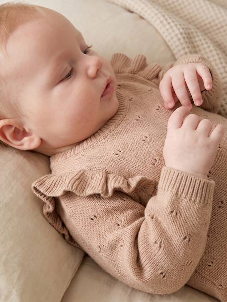 Combinaison bébé fille en tricot beige chiné 9 - vertbaudet enfant 