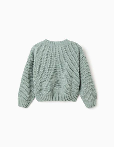 Pull en maille chenille à épaules tombantes Blanc+Bleu foncé+Vert 8 - vertbaudet enfant 