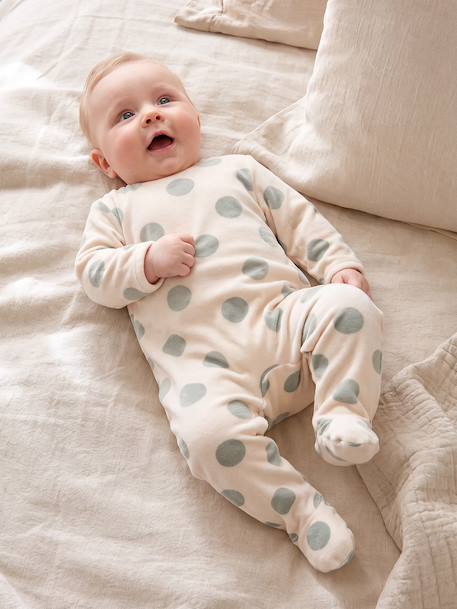 Lot de 3 dors bien bébé ouverture dos beige chiné+gris chiné+vert sauge 2 - vertbaudet enfant 