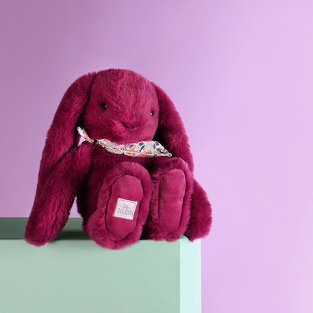 Peluche lapin fleurette 25 cm Blanc+Bleu+Orange+Rose+Violet 28 - vertbaudet enfant 