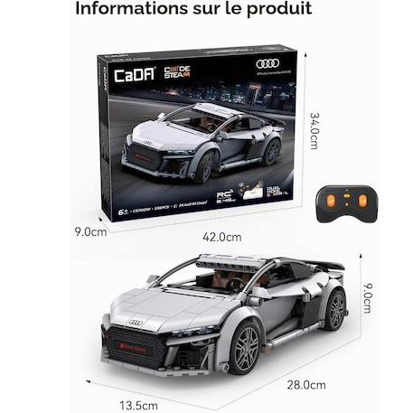 Voiture audi r8 coupé 536 pièces Gris 2 - vertbaudet enfant 