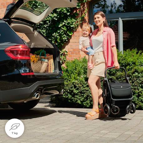 Poussette Kinderkraft APINO légère et compacte avec pliage automatique, dossier inclinable et roues increvables Beige+Gris+Noir 4 - vertbaudet enfant 