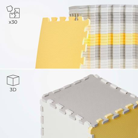 Tapis en Mousse Kinderkraft LUNO avec 30 Puzzles Modulables, Surface Antidérapante, Sac de Rangement et Épaisseur 1,2 cm Jaune+Noir 3 - vertbaudet enfant 