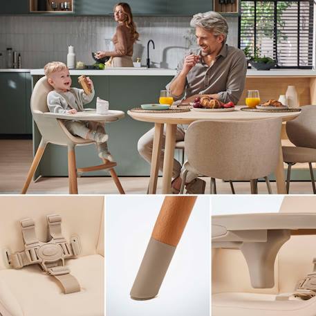 Chaise Haute Kinderkraft FINI 2 2 en 1 avec Plateau Réglable, Harnais 5 Points, Repose-Pieds et Assise en Éco-Cuir Beige+Bleu+Gris+Vert 5 - vertbaudet enfant 