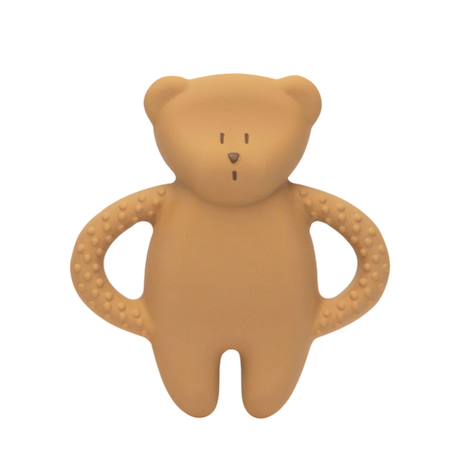 Ourson de dentition en caoutchouc naturel blanc polaire Cappuccino+Sable 1 - vertbaudet enfant 