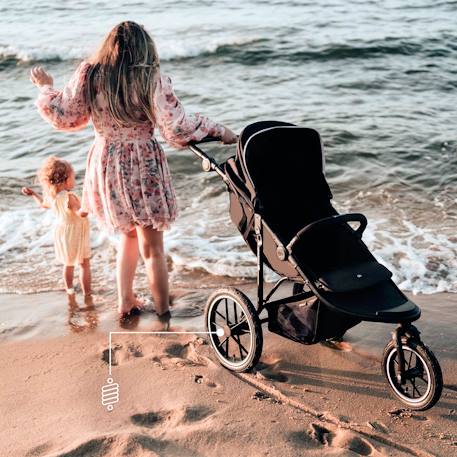 Poussette Tout-Terrain Kinderkraft HELSI 2 avec 3 Roues Gonflables Amorties, Dossier Allongé et Poignée Réglable Gris+Noir 8 - vertbaudet enfant 