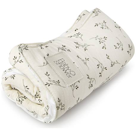 Tapis à langer nomade knot olive bloom Ecru, vert 3 - vertbaudet enfant 