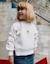Sweat en coton peigné avec fleur brodée Blanc 1 - vertbaudet enfant 