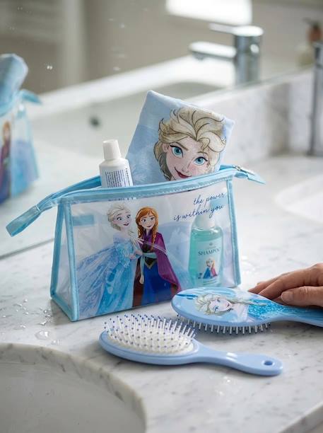 Trousse de toilette transparente reine des neiges avec peigne et serviette Bleu et blanc transparent 4 - vertbaudet enfant 