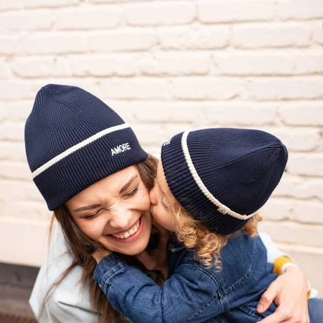 Bonnet amore enfant (3-6 ans) Bleu marine, blanc 3 - vertbaudet enfant 