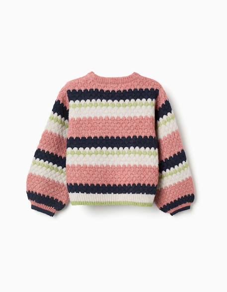 Pull en maille à rayures Rose 2 - vertbaudet enfant 