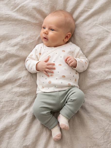 Brassière naissance manches longues cappuccino+écru+vert sauge 21 - vertbaudet enfant 