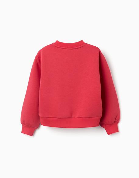 Sweat en coton peigné avec imprimé en relief de fleurs Rouge 2 - vertbaudet enfant 