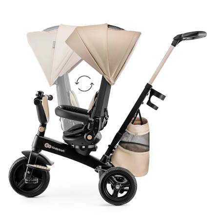 Tricycle Évolutif Kinderkraft EASYTWIST 5 en 1 avec Siège Rotatif 360°, Roues PU Increvables et Capote UPF50+ Beige+Gris+Noir+Rose+Vert 3 - vertbaudet enfant 