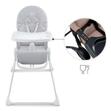 Chaise Haute Bébé Kinderkraft BINCI pliable et compacte avec plateau réglable, harnais 5 points et repose-pieds Beige+Grey+Light grey 16 - vertbaudet enfant 