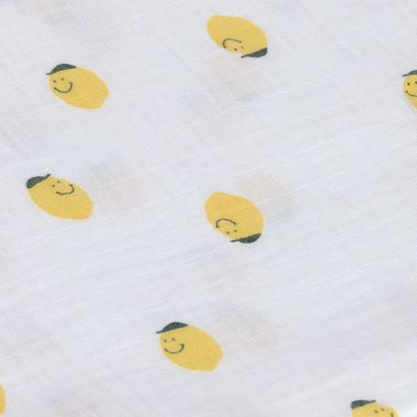 Lot de 3 langes mousseline gots happy fruits citron (85x85 cm) Vert, jaune, blanc 3 - vertbaudet enfant 