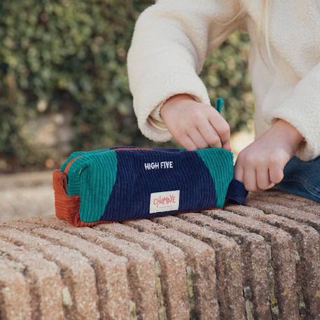 Trousse scolaire en velours high five Bleu marine+Rose 5 - vertbaudet enfant 