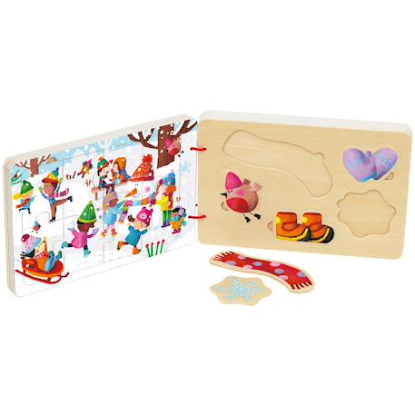 Livre puzzles en bois Bleu+Jaune+Orange 15 - vertbaudet enfant 