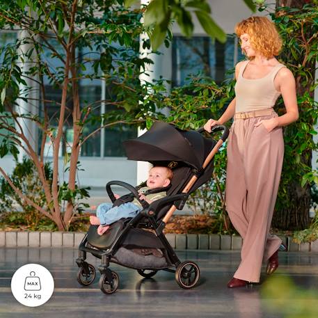 Poussette Kinderkraft APINO légère et compacte avec pliage automatique, dossier inclinable et roues increvables Beige+Gris+Noir 3 - vertbaudet enfant 