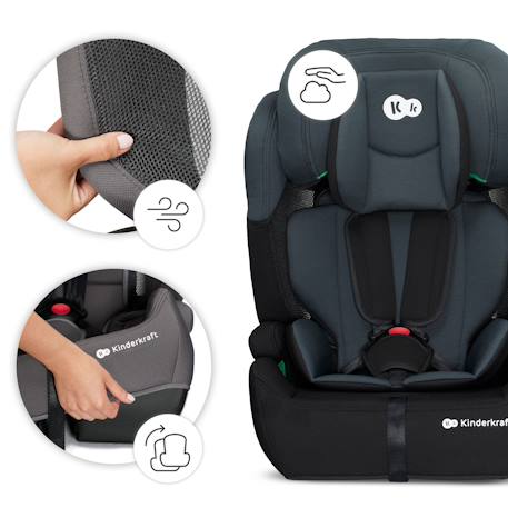 Siège auto Kinderkraft COMFORT UP i-Size 76-150 cm ceinture sécurité + organisateur Gris+Noir+Rose+Vert 11 - vertbaudet enfant 
