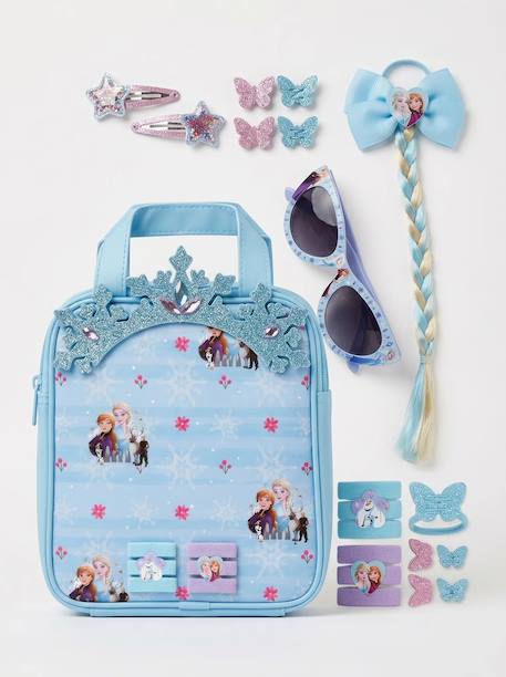Set beauté 12 accessoires cheveux la reine des neiges avec pochette Bleu et violet 3 - vertbaudet enfant 