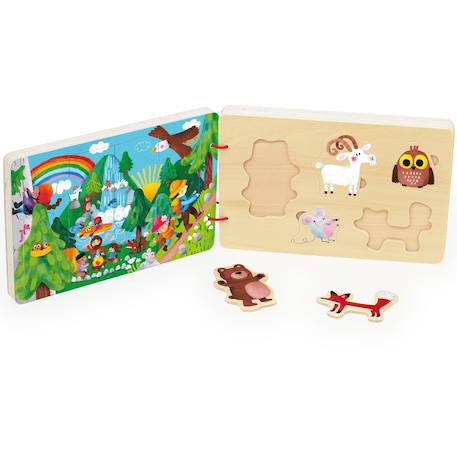 Livre puzzles en bois Bleu+Jaune+Orange 2 - vertbaudet enfant 